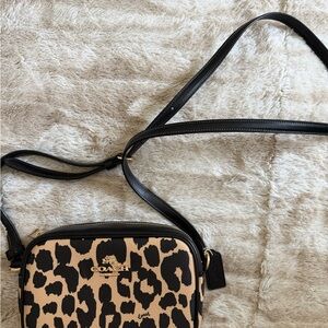 Coach MINI JAMIE CAMERA BAG WITH LEOPARD PRINT NWT